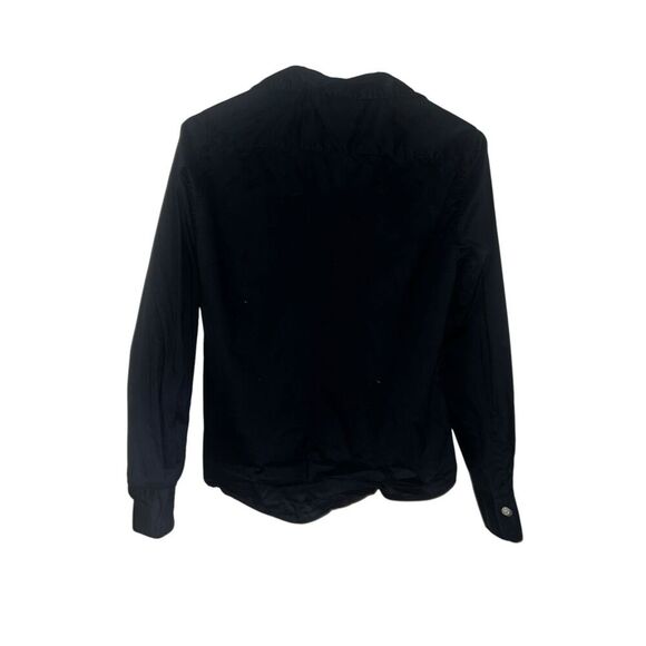 LUCKY BRAND BLACK RUFFLED BUTTON DOWN Sz S Collar Preppy Long Sleeves Minimalist - Picture 2 of 6